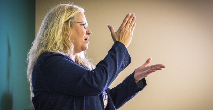 ASL interpreting students see the important role of women in Deaf advocacy.